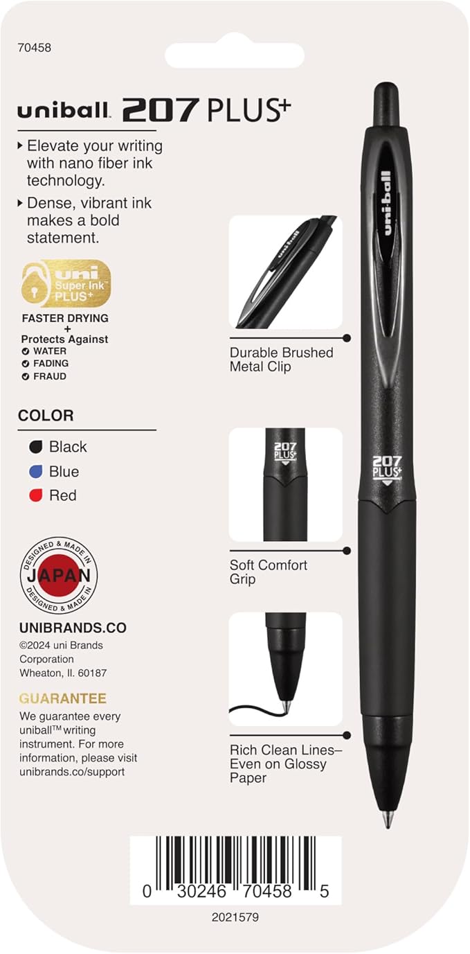 207PLUS+ Gel, 0.7MM, Asst Bus, 4pk