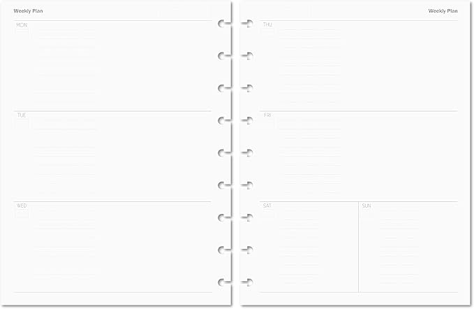 Discagenda Planner Insert Refills Discbound 120gsm 80lb (Weekly Horizontal, HP Classic (7 x 9.25in))