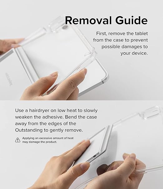 Ringke Outstanding Universal Tablet Stand Spring-Action Adjustable Slim Thin Kickstand Multi Angle Adhesive Holder for iPad, Android Tablets, E-Reader, and More - Clear Mist