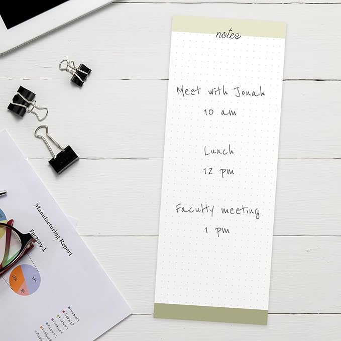 Productivity Sticky Note Assortment/Set of 3 Multi-Color Note Pads / 3" x 8" Daily Task Trackers / 50 Sheets Per Pad/Made in USA