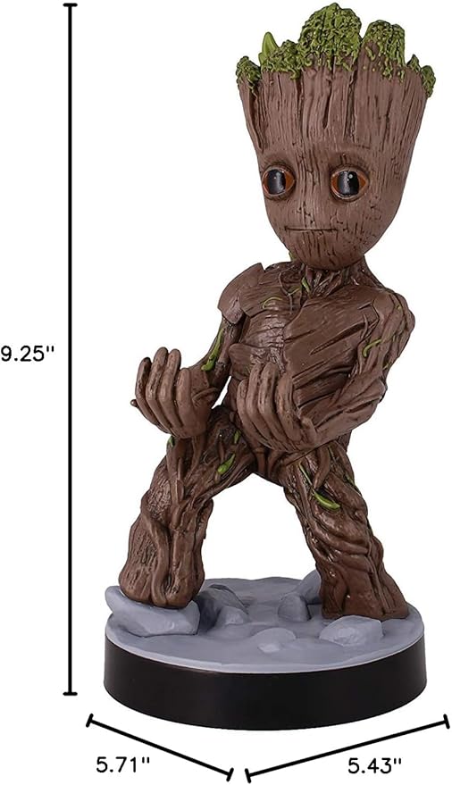 Exquisite Gaming: Guardians of The Galaxy: Toddler Groot - Original Mobile Phone & Gaming Controller Holder, Device Stand, Cable Guys, Marvel Licensed Figure, Black