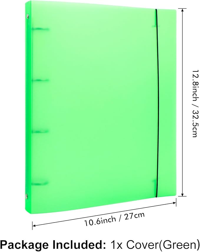 A4 4-Holes Round Ring View Binders Plastic Cover, Refillable Notebook Journal Binder File Folder, Loose Leaf Sheet Protector/DIY Scrapbooking/Binder Cover Protector (Green)
