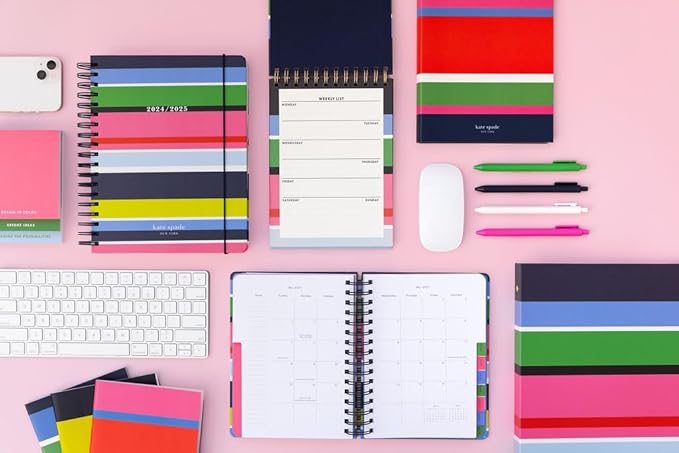 kate spade new york Stacked Notepad Assorted Sizes, Includes 3 Cute Notepads with 75 Sheets Each, Colorful Pads of Paper for Desk Notes (Dream in Color)