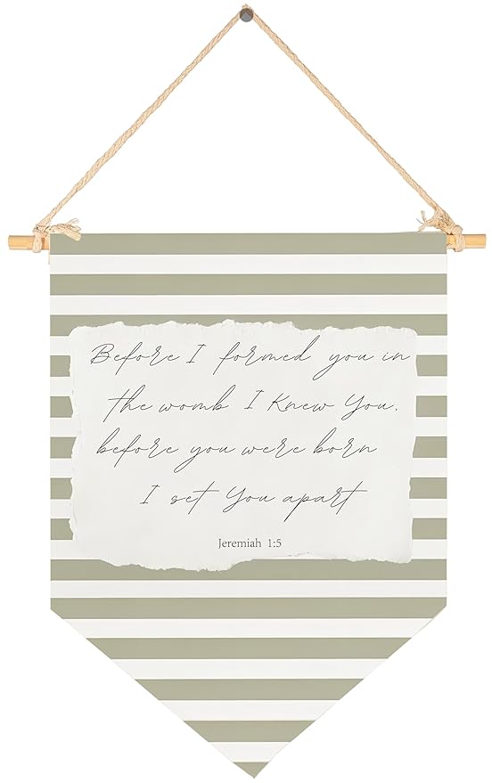 Christian Bible Verse Scripture Banner Flag Sign Wall Decor Gift for Baby Boy Girl Kids Nursery Bedroom Reading Room Door Farmhouse-Before I Formed You-Baby,Shower,Birthday Christmas Gift-15.6"x11"