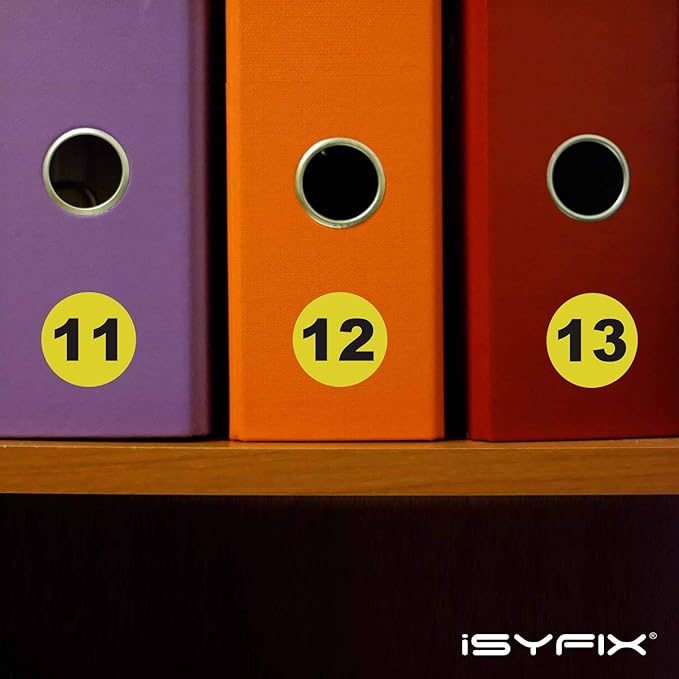 iSYFIX Yellow Consecutive Number Stickers – 1 to 100, 1-inch, 1 Set – Vinyl Self Adhesive Premium Decal, Ideal for Inventory, Storage, Organizing, Boxes, Bins, Toolbox, Lockers & More, Indoor/Outdoor