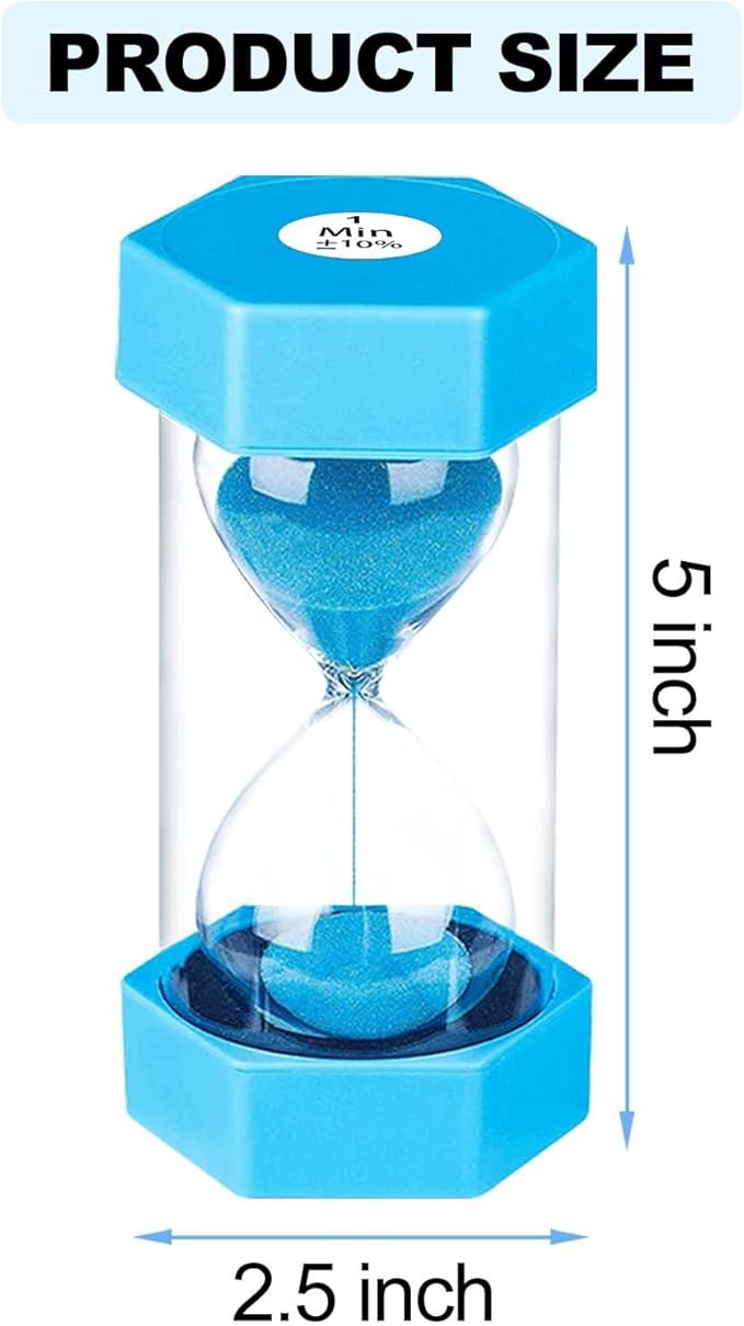Colorful Sand Clock 3 Minute,Small Blue Sand Watch 3 Min,Plastic Hour Glass Sandglass for Kids, Games, Classroom, Kitchen, Decor