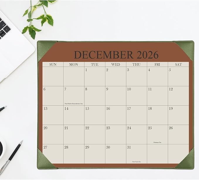 Desk Calendar 2026 with Desktop Mat, 18 Month Small Desk Pad Calendar from January 2026 to June 2027, 8.5" x 11" Desk Pad Calendar 2026 for Home, School Office, Cyan