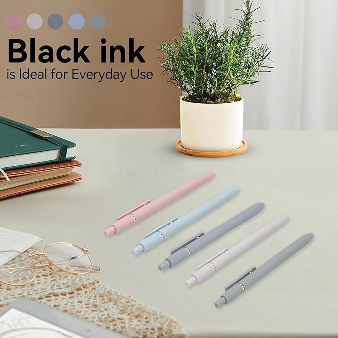 Gel Pens, 5 Pcs 0.5mm Quick Dry Black Ink Fine Point Smooth Writing Pens High-End Series Ballpoint for Office School Supplies (Morandi)