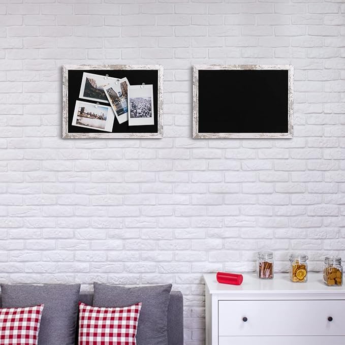 Black Felt Bulletin Board, Small Decorative Hanging Bulletin Boards for Walls with White Wooden Frame, 11.8"x8.6" Pin Board Vision Board for Office Home Kitchen School with Pins(2230,BK,1p)