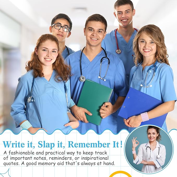 6 Pcs Nurse Silicone Bracelet to Do List Slap Silicone Reminder Bracelet Reusable Wearable Wrist Waterproof for Work Wrist Strap(Fresh Color,Classic Style)