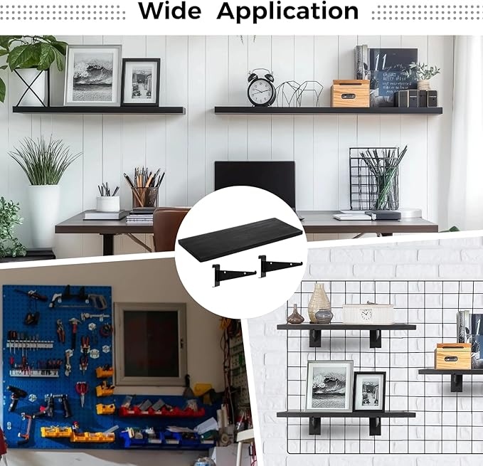 OMISTAR 6 PCS Gridwall Shelves with Metal Brackets, 15.7 x 6 Inches Wooden Grid Wall Board with Metal Brackets, Grid Wall Organizer, Heavy Duty Gridwall Accessories for Living Room Garage Tool Room