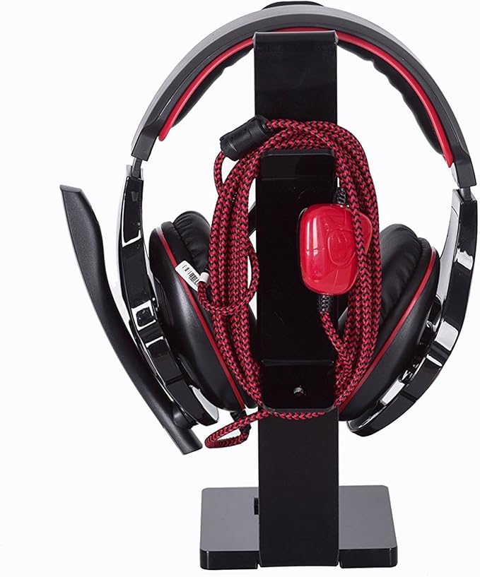 GeekDigg Headphone Stand Gaming Headset Holder For Desk Cable Organizer & Cellphone Stand for All Headphones Size headphone Holder Set Gaming PC Accessories Gaming Station – Black