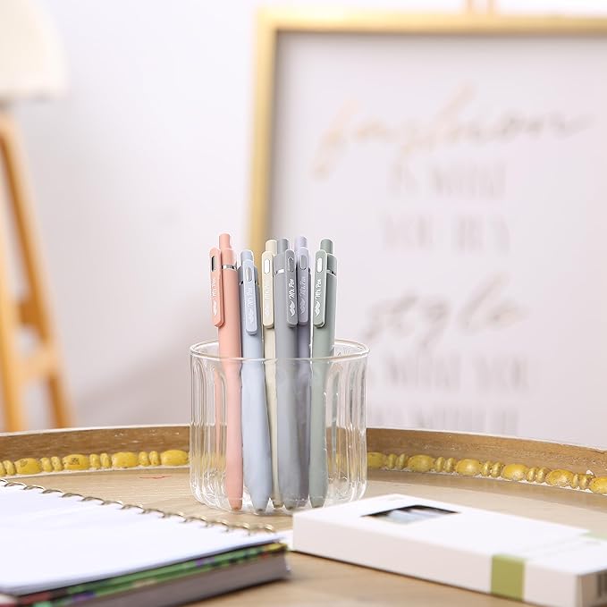 Mr. Pen- Retractable Gel Pens for Journaling, 6 Pack, 0.5 mm Black Ink, Morandi Barrels, Smooth Writing Aesthetic Pens for Women