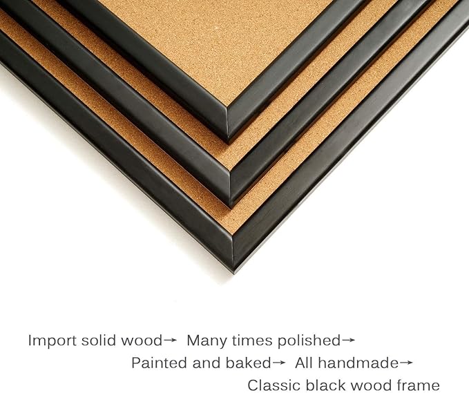 Gideal Cork Board 24 x 36 Inch Bulletin Board, Cork Notice Board 100% Wood Framed Brazil Imported, Mounting Hardware Push Pins Included