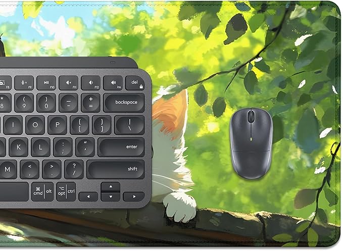 Black and White Cat Desk Pad Mouse Pad,Extend XL Mouse Mat with Stitched Edges,Non-Slip Rubber Base Large Mousepad for Office PC Keyboard Laptop and Home Work Desk Mat(31.5X11.8 in)