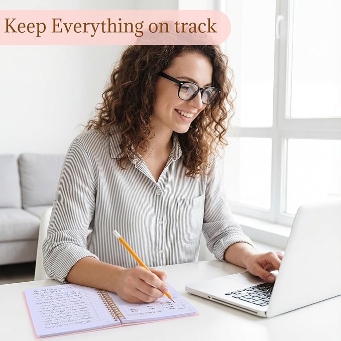 Undated Daily Planner with Hourly Schedule, 5.71" X 8.35" Daily To DO List Noteboook Set Goals A5 Daily Personal Organizer Notepad for School Work Office Improve Efficiency Planner, Pink