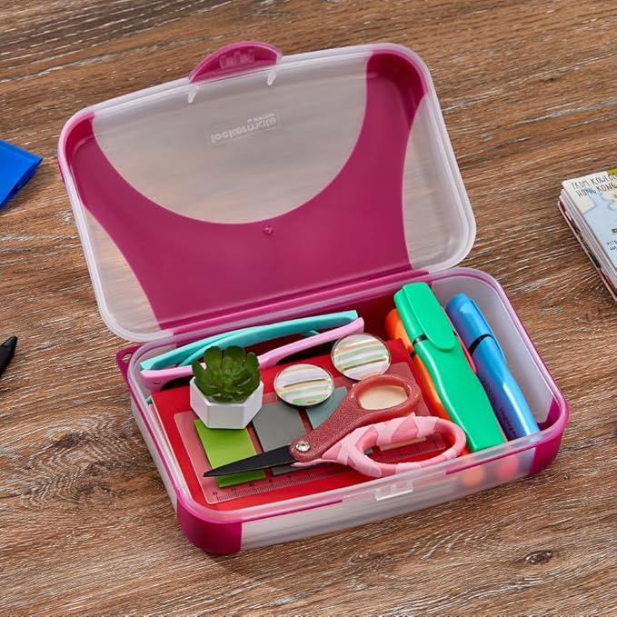 LockerMate by Bostitch Hard Pencil Case, Durable Plastic Pencil Box, Kid-Friendly Design