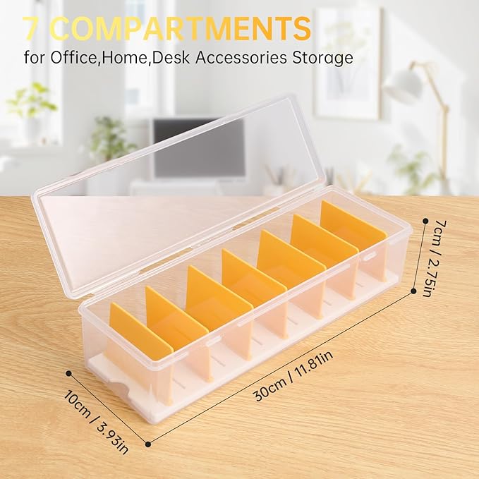 Clear Cable Organizer Box with Lid, Plastic Charger Cable Cord Storage Organizer, Office Desk Organizers, Multifunctional Accessories Storage for Home Drawer Office, Stackable, Clear
