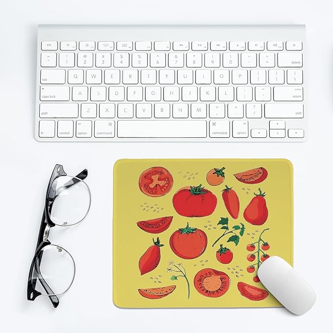 Yellow Mouse Pad,Cottagecore Tomato Mouse Pads,Girly Summer Tomato Decor Desk Mat for Home Office Dorm Desktop,10.2x8.2 Inch