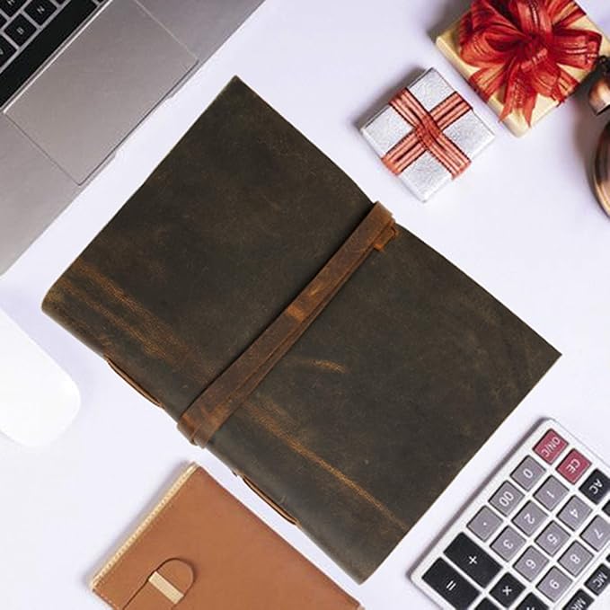 Leather Journal Travel Diary, Handmade Vintage Bound Notebook for Men & Women, Antique Finish, Genuine Buffalo Leather- Quality Unlined Paper Perfect for Notes, Art Sketchbook, 9X6 Inches, Brown