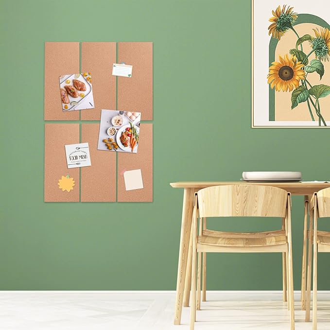 9 Pack Cork Bulletin Board 17"x8" - 1/2" Thick Cork Board Tiles,Self-Adhesive Frameless Cork Tiles Wall Decor with 50 PCS Pushpins for DIY, Office, School and Home Decor