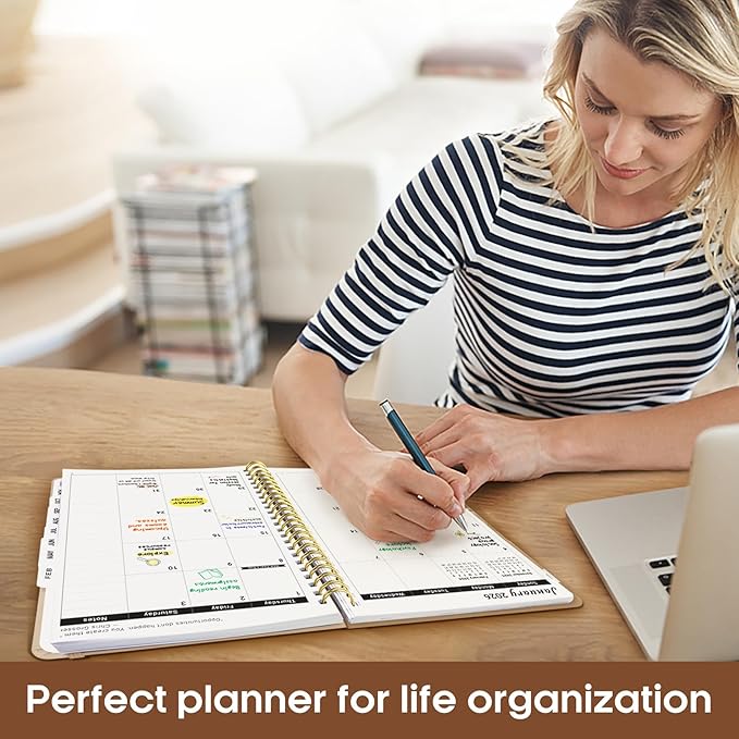 2026 Planner, Weekly and Monthly Calender Planner, Jan 2026 to Dec 2026, Hardcover 2026 Calendar Book with Tabs & Inner Pocket, Office Home School Supplies for Women & Men - A5 (6.3" x 8.5"), Oat Brown