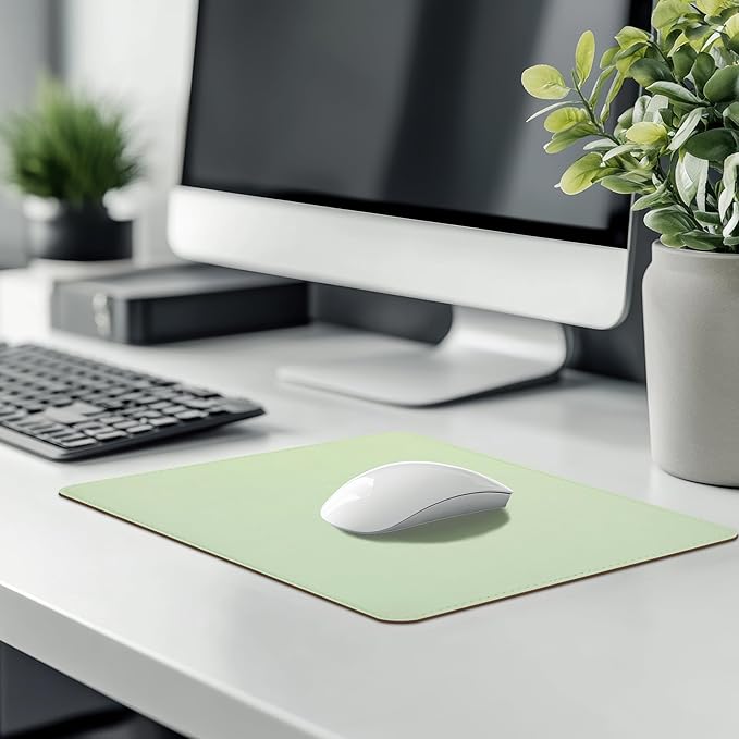 Mouse Pad, PU Mouse Pad,Leather Mouse Pad with Stitched Edge Micro-Fiber Base with Non-Slip Waterproof,Mouse Pad for Computers,Laptop, 8x11Inch (Fresh Green)