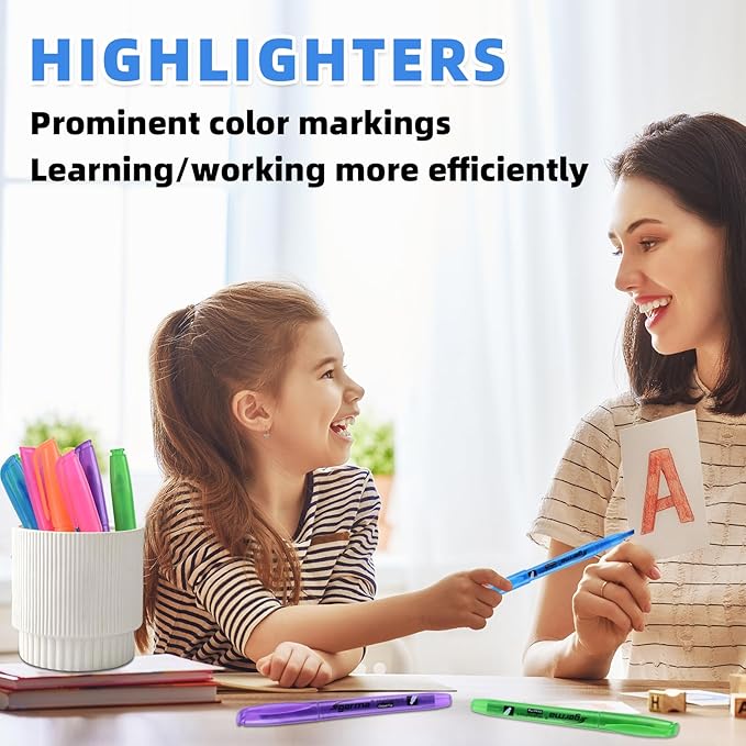 Assorted Colors Fluorescent Highlighters, 36 Pack, Chisel Tip Colored Highlighter Bulk, Quickly Drying, Perfect for Adults Classroom, School, Office, Bible Study