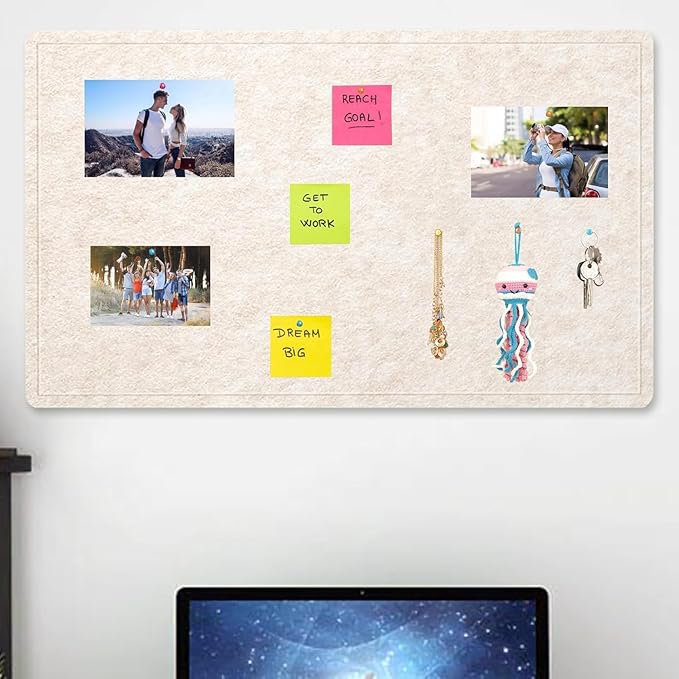 Extra Large Bulletin Board, 95 X 47 inches Cork Board with 30 Pushpin, 8' x 4' Felt Cork Board Notice Pin Board, Self-Adhesive Vision Board Mood Board Foldable Photo Board for Wall - Oatmeal