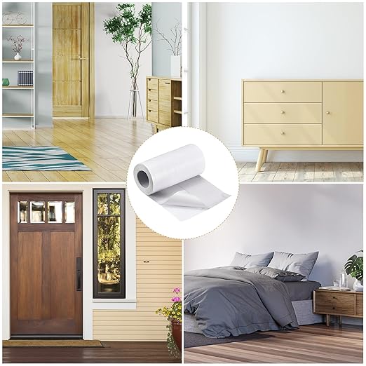 uxcell Wood Grain Tape, 5.91" x16 Ft Wall Paper Border Sticker Self-Adhesive Wood Grain Repair Patch with Scraper for Wall Corner Table Door Sofa Furniture Home Decor (White)