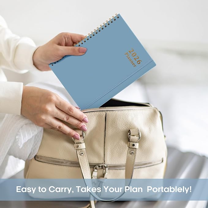 2026 Planner, Weekly and Monthly Calendar Planner, January 2026 - December 2026, Hardcover 2026 Calendar Book with Tabs For Women & Men, Inner Pocket, Spiral Bound, Perfect for Office Home School Supplies - A5 (6.3" x 8.5"), Blue