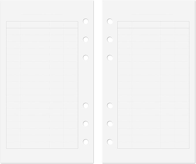 Discagenda Planner Insert Refills 6-Hole Ringbound 60 Sheets 120gsm 80lb 3.8x6.7in (Finance, Personal)