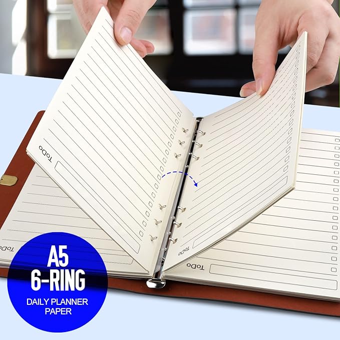 LEOBRO To Do List A5 Refill Paper, A5 Daily Planner Binder Insert Paper, with Page Marker, Paper Sheets for Stationery, 90 Sheets/180 Pages
