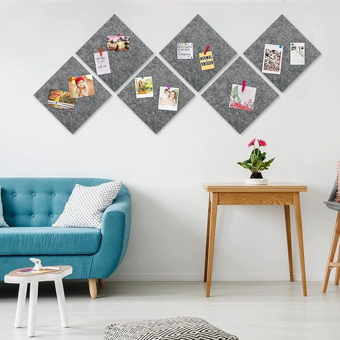 Large Cork Board for Walls, Yunihome 12 Pack 36" x 48" Felt Bulletin Board Wall Tiles for Home Kitchen School Office Wall Decor with Assorted Colors DIY Decorative Push Pins Sets