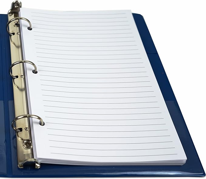 Half Letter Lined Paper, 3-Hole Punched, 250 Sheets/500 Pages, 100 GSM, Line Paper Binder Refill, 5.5 in. x 8.5 in., fits in Half Letter 3-Ring Binders, Mini Binder Refill Inserts
