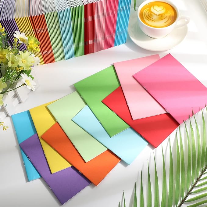 Kosiz 100 Pcs Colorful Blank Books Bulk Blank Books for Kids to Write Stories Mini Notebooks Hardcover Sketchbooks Journal for Drawing Writing