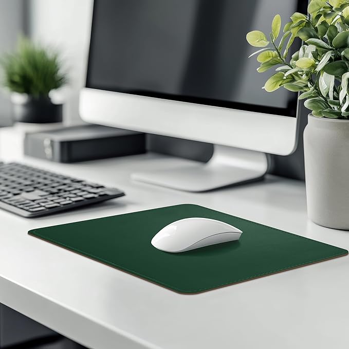 Mouse Pad, PU Mouse Pad,Leather Mouse Pad with Stitched Edge Micro-Fiber Base with Non-Slip Waterproof,Mouse Pad for Computers,Laptop, 8x11Inch (Army Green)