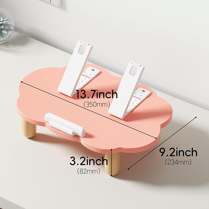 Adjustable Wood Laptop Stand, Ergonomic Height Angles Computer Stand, Cloud-Shaped Holder Riser Notebook Stand for Desk Compatible with Air, Pro, Dell, HP, Lenovo More 10-17.3" Laptops, Pink