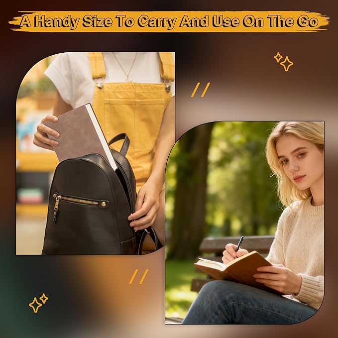 Thick Blank Journal Notebook 400 Pages 3.9 × 5.5 No Lines Soft Leather Pocket Blank Notebook for Women Drawing Book Memo Writing Sketch Diary Notebook Upgrade Page (Marigold)