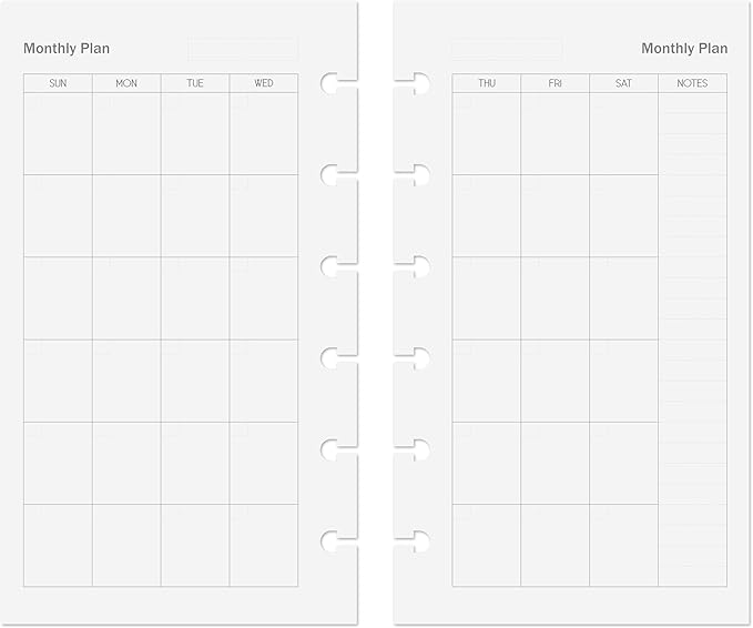 Discagenda Planner Insert Refills Discbound 54 Sheets 120gsm 80lb 3.8x6.7in (Monthly, Personal)