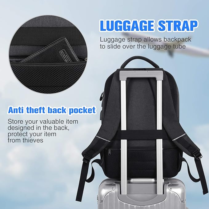 Paude Backpack for Men and Women,17.3 inch School Backpack for Teens,Travel Laptop Backpack with USB Charging port for Business College Travel
