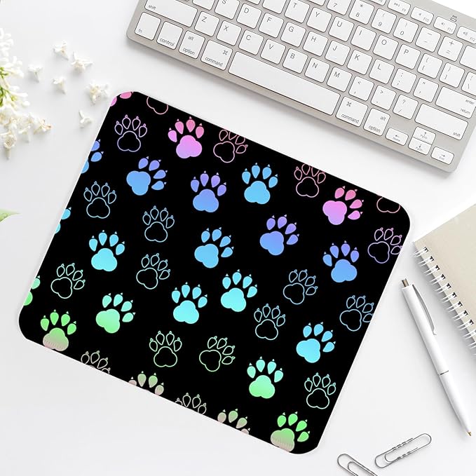 Dog Paw Square Mouse Pad,Non-Slip Rubber Base Mouse Pad,Home Office Decoration Desktop Accessory,Laptop Mouse Pad for Office Laptops,9.4x7.8x0.12inch 3