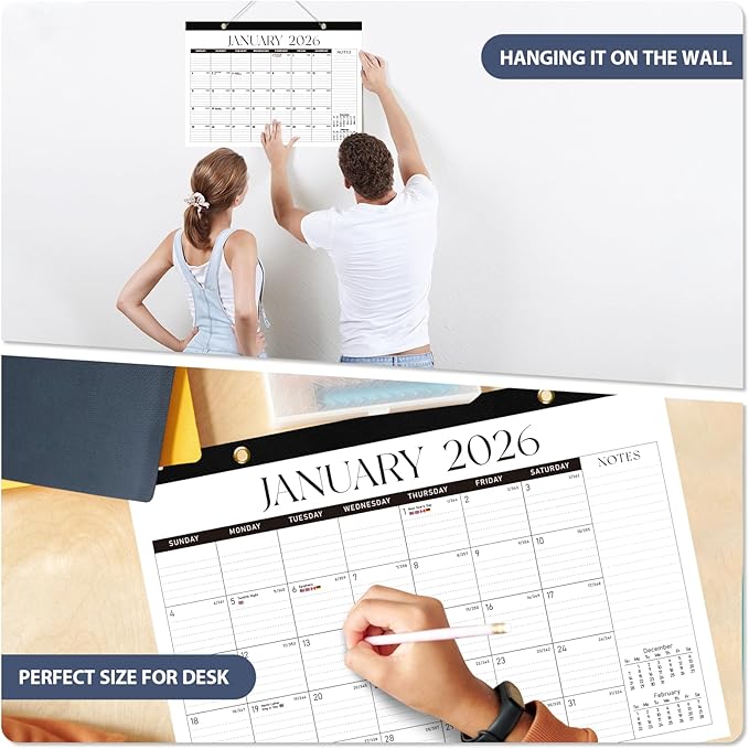 2026 Desk Calendar, Large Desktop/Wall Monthly Calendar (Jan. 2026 - Jun. 2027) 17'' x 12'' Personal Desk Planner for Teacher Family School Office Supplies