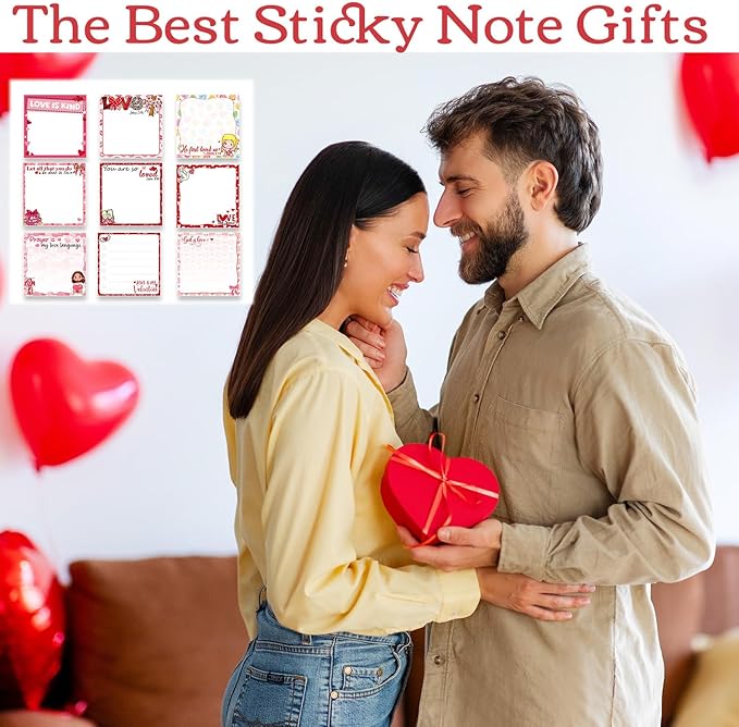 Valentines Day Sticky Notes Gifts - 9 Pack Christian Valentine Day Notepads 3x3 Inches, Pink Love Self-Adhesive Memo Pads, Valentine Galentines Office Study Supplies (450 Sheets)