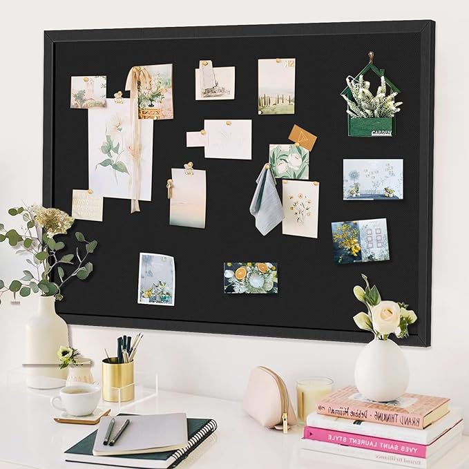 Miratino Large Bulletin Board, Cork Boards for Walls with Frame, Pin Display Board Vision Board for Home School Office Decor(Black)