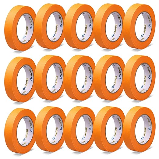 15 Rolls Orange Painters Tape Bulk 1 inch x 825 Yards, Painters Masking Tape No Residue Wall Painting Tape Artist Tape Trim Edge Finishing Tape for Wall Painting Decoration DIY Supplies