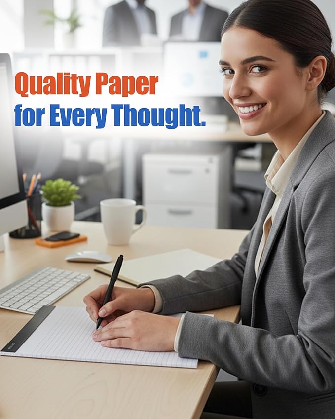 Mintra Office White Legal Pads – Ruled Notepads and Micro-Perforated Sheets, Ideal for Writing, Note-Taking & Creativity, Office, or Professional Use, Premium Pad 6 pack, 8.5"x11" (Wide Ruled)