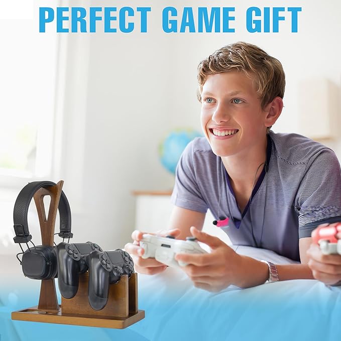Game Controller Holder Gifts for Gamers to Organize Gaming Accessories & Headphone Holder, Unique Gamer Gifts Headset Stand Controllers Holders, Stylish Controller Stand Gaming Equipment