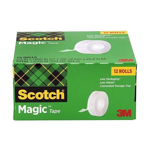 Scotch Magic Tape,Invisible,Home Office Supplies and Back to School Supplies for College and Classrooms,12 Rolls,(Pack of 2)