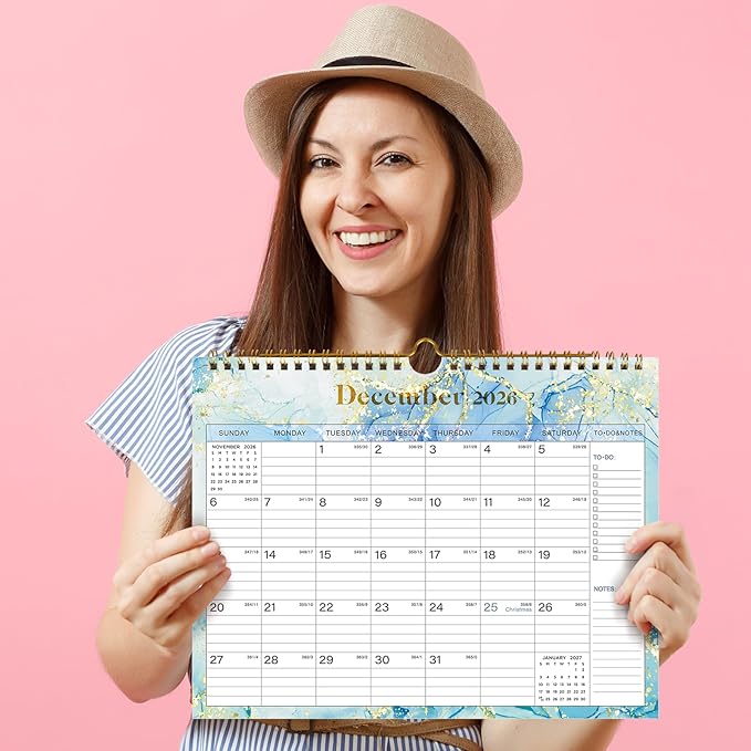 2026 Wall Calendar - 12 Monthly Calendar 2026, January 2026 - December 2026,11.5" x 14.8", 2026 Calendar with Twin-Wire Binding, Hanging Hook, Blocks and Julian Dates (Wall Calendar Purple)